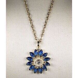 Heidi Daus Simulated Sapphire Crystal Pendant Removable Enhancer Chain Necklace